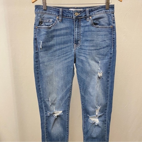 KanCan 11 (29) Skinny Jeans Mid Rise Stretch Distressed Womens Raw Hem SP1342-1 - Picture 3 of 12